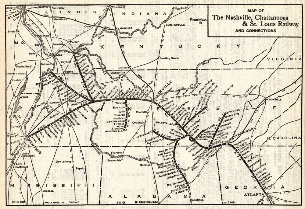 Map of Nashville, Chattanooga &amp; St. Louis Railway