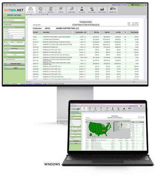 BidTabs.NET BidTabs.NET Historical DOT Data